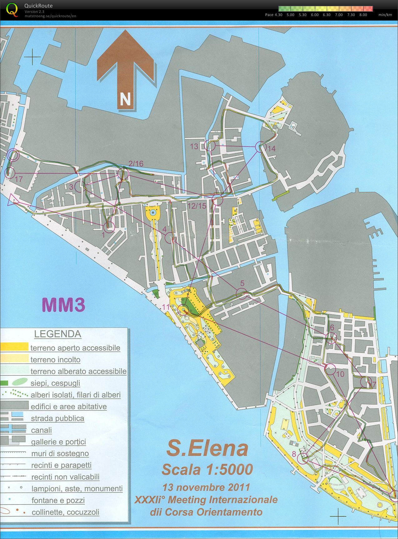 Venice Park O 2011 class MM3 with route (2011-11-12)